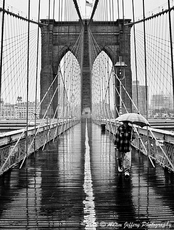 Brooklyn Bridge Rainy Day Man